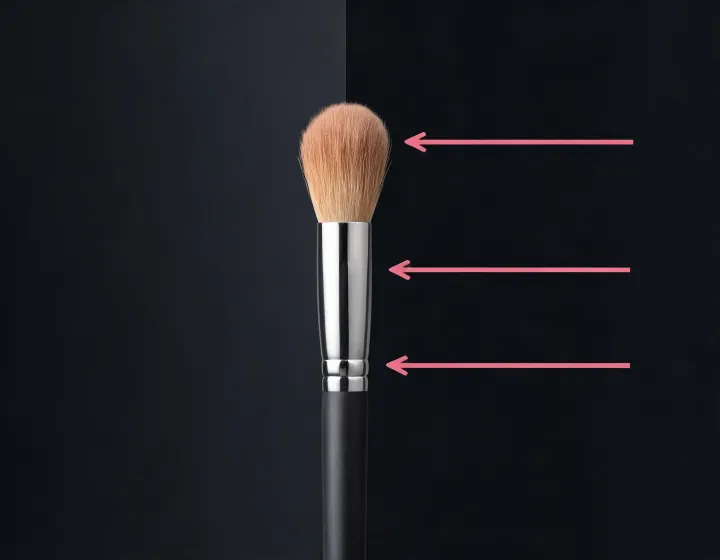 Makeup brush specification worksheet illustration, not a premises map